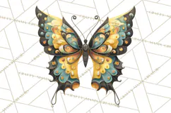 Enchanted Folk Art Butterfly Clipart PNG, Fariytale Cottage Product Image 5