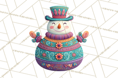Vibrant Yuletide Friends Clipart, Christmas Folk Art Png Product Image 3