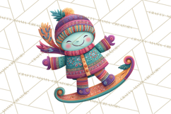 Vibrant Yuletide Friends Clipart, Christmas Folk Art Png Product Image 4