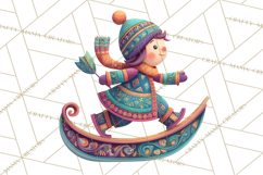 Vibrant Yuletide Friends Clipart, Christmas Folk Art Png Product Image 5