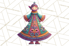 Vibrant Yuletide Friends Clipart, Christmas Folk Art Png Product Image 3