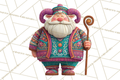 Vibrant Yuletide Friends Clipart, Christmas Folk Art Png Product Image 4