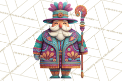 Vibrant Yuletide Friends Clipart, Christmas Folk Art Png Product Image 5