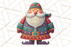 Vibrant Yuletide Friends Clipart, Christmas Folk Art Png Product Image 3