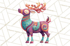 Vibrant Yuletide Friends Clipart, Christmas Folk Art Png Product Image 2