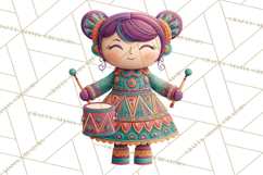 Vibrant Yuletide Friends Clipart, Christmas Folk Art Png Product Image 2