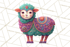 Vibrant Yuletide Friends Clipart, Christmas Folk Art Png Product Image 4