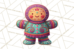 Vibrant Yuletide Friends Clipart, Christmas Folk Art Png Product Image 5