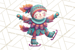 Vibrant Yuletide Friends Clipart, Christmas Folk Art Png Product Image 2