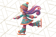 Vibrant Yuletide Friends Clipart, Christmas Folk Art Png Product Image 3