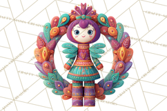 Vibrant Yuletide Friends Clipart, Christmas Folk Art Png Product Image 4