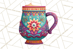 Vibrant Yuletide Friends Clipart, Christmas Folk Art Png Product Image 5