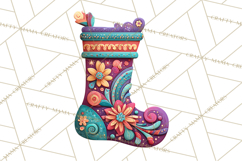 Vibrant Yuletide Friends Clipart, Christmas Folk Art Png Product Image 2