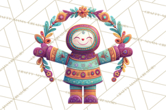 Vibrant Yuletide Friends Clipart, Christmas Folk Art Png Product Image 3