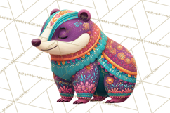 Vibrant Yuletide Friends Clipart, Christmas Folk Art Png Product Image 2