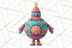 Vibrant Yuletide Friends Clipart, Christmas Folk Art Png Product Image 4