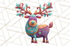 Vibrant Yuletide Friends Clipart, Christmas Folk Art Png Product Image 5