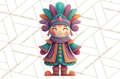 Vibrant Yuletide Friends Clipart, Christmas Folk Art Png Product Image 2