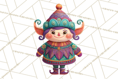 Vibrant Yuletide Friends Clipart, Christmas Folk Art Png Product Image 4