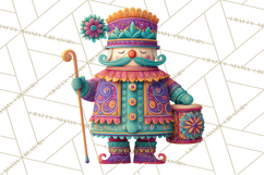 Vibrant Yuletide Friends Clipart, Christmas Folk Art Png Product Image 2