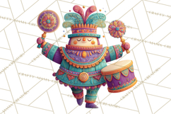 Vibrant Yuletide Friends Clipart, Christmas Folk Art Png Product Image 3