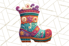 Vibrant Yuletide Friends Clipart, Christmas Folk Art Png Product Image 3