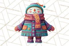 Vibrant Yuletide Friends Clipart, Christmas Folk Art Png Product Image 4