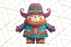 Vibrant Yuletide Friends Clipart, Christmas Folk Art Png Product Image 2