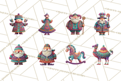 Vibrant Yuletide Friends Clipart, Christmas Folk Art Png Product Image 4