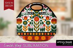 Folk Flowers Lunch Bag - Floral Folk Lunch Bug PNG Product Image 1