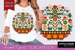 Folk Flowers Round Tshirt Background - Floral Folk PNG Product Image 1