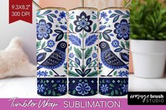 Folk Flowers Tumbler Wrap - Floral Folk Tumbler PNG Product Image 1