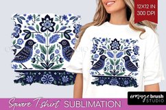 Folk Flowers Square Tshirt Background - Floral Folk PNG Product Image 1