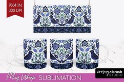 Folk Flowers Mug Wrap - Floral Folk Mug PNG Sublimation Product Image 1