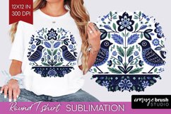 Folk Flowers Round Tshirt Background - Floral Folk PNG Product Image 1