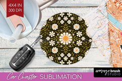 Folk Flowers Car Coaster - Floral Folk Coaster PNG Product Image 1