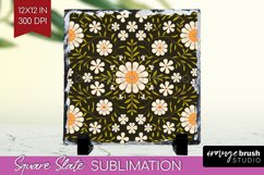 Folk Flowers Slate PNG - Floral Folk Square Slate Product Image 1