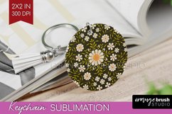Folk Flowers Keychain PNG - Floral Folk Keychain Sublimation Product Image 1