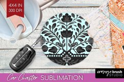 Folk Flowers Car Coaster - Floral Folk Coaster PNG Product Image 1