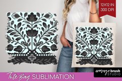 Folk Flowers Tote Bag - Floral Folk Tote Bag PNG Sublimation Product Image 1