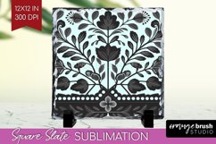 Folk Flowers Slate PNG - Floral Folk Square Slate Product Image 1