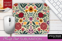 Folk Flowers Mouse Pad Sublimation - Floral Folk Mousepad Product Image 1