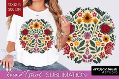 Folk Flowers Round Tshirt Background - Floral Folk PNG Product Image 1