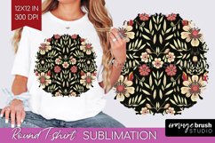 Folk Flowers Round Tshirt Background - Floral Folk PNG Product Image 1