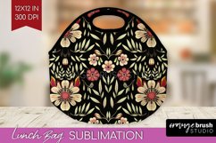 Folk Flowers Lunch Bag - Floral Folk Lunch Bug PNG Product Image 1