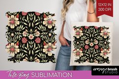 Folk Flowers Tote Bag - Floral Folk Tote Bag PNG Sublimation Product Image 1