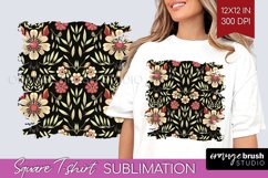 Folk Flowers Square Tshirt Background - Floral Folk PNG Product Image 1