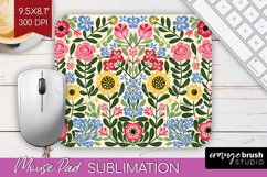 Folk Flowers Mouse Pad Sublimation - Floral Folk Mousepad Product Image 1
