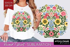 Folk Flowers Round Tshirt Background - Floral Folk PNG Product Image 1
