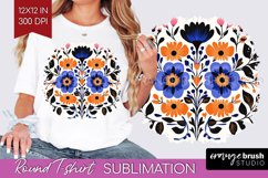 Folk Flowers Round Tshirt Background - Floral Folk PNG Product Image 1